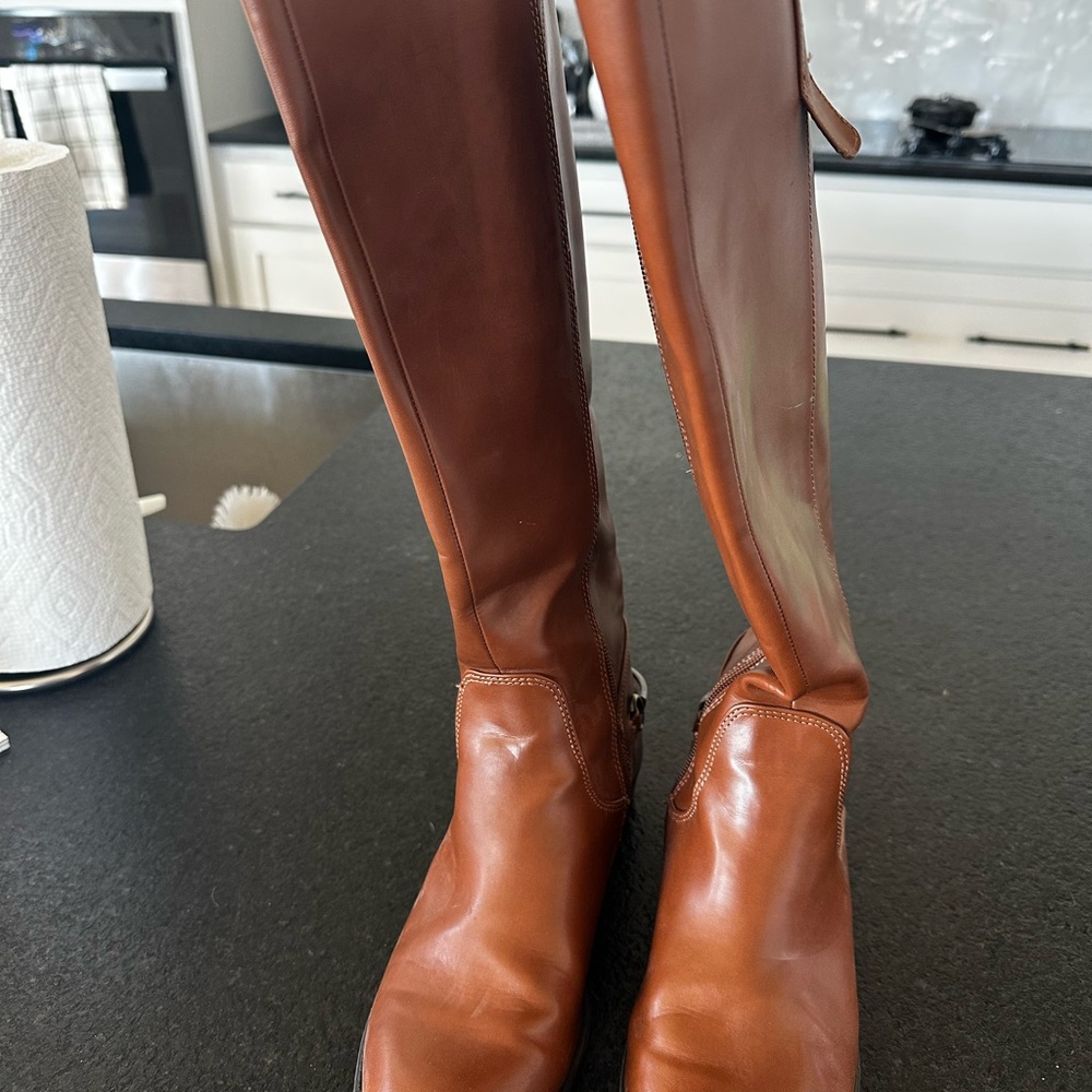 Brown Leather over calf under knee Boots